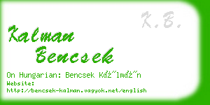 kalman bencsek business card
